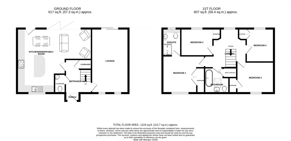 Floorplans For Lower Meadow, Ilminster, Somerset, TA19