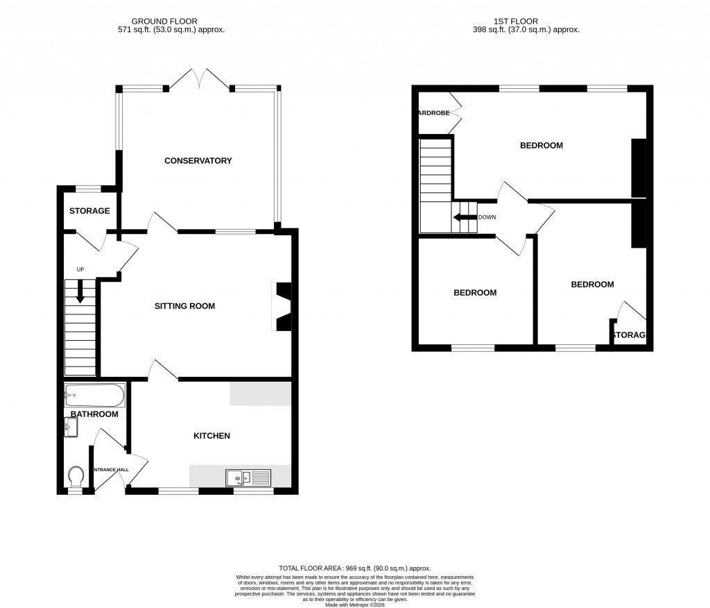 Floorplans For Kents Cottages, Tatworth, Somerset, TA20