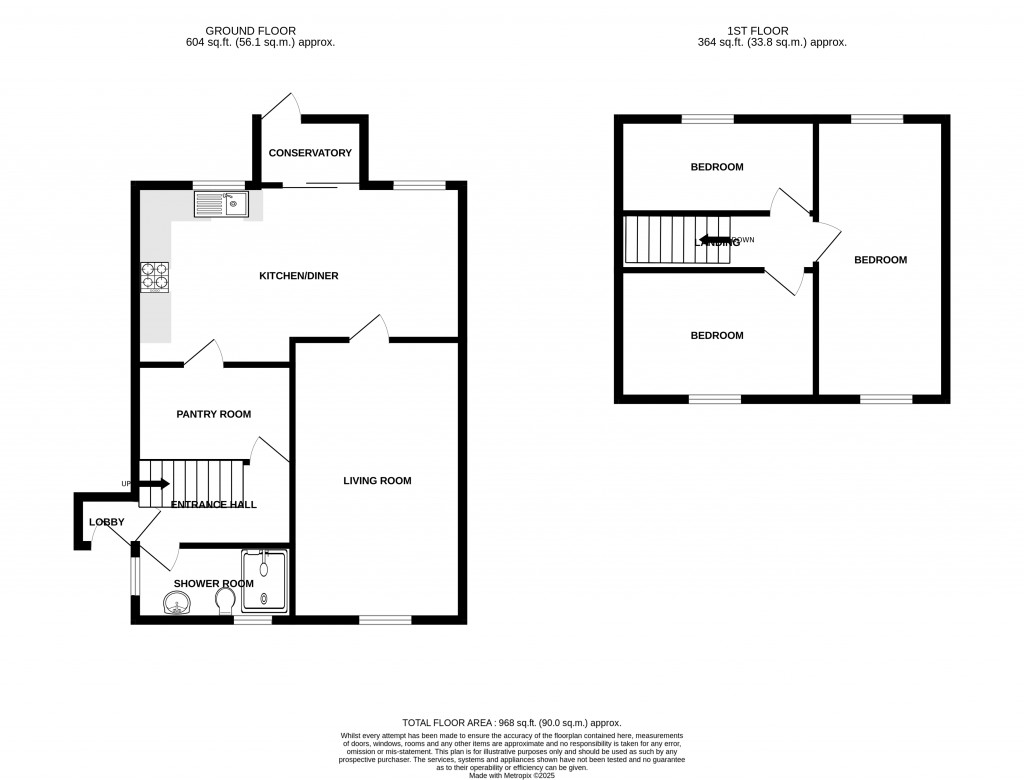 Floorplans For 23 Highfield Terrace, Bower Hinton, Martock, Somerset, TA12